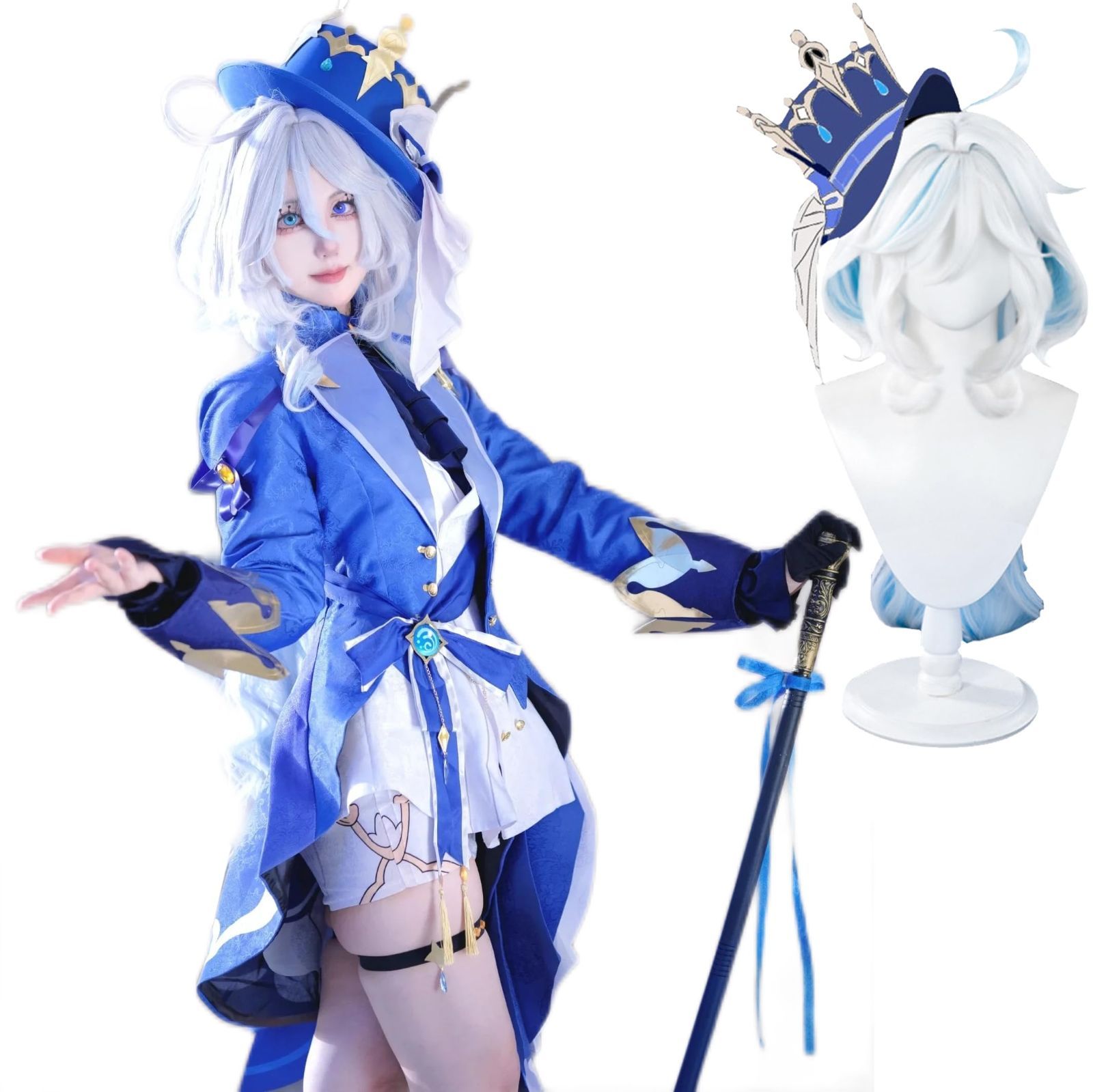 原神 フリーナ コスプレ ウィッグつき （フリーナ ウィッグ付き_3XL  