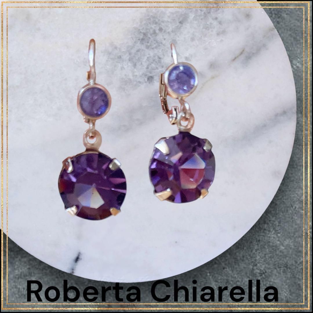 新品◇Roberta Chiarella ロベルタチャレラ パープルドロップピアス 