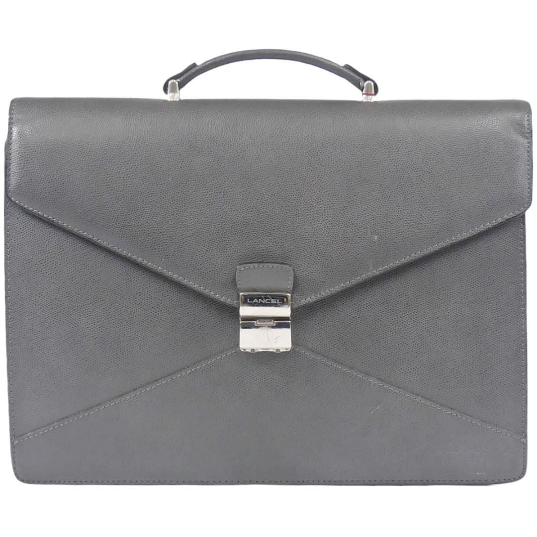 ★LANCEL★ビジネスバッグ ランセル グレー ブリーフケース レザー フランス製 ビジネスバッグ 本革 ブリーフケース レザー メンズ