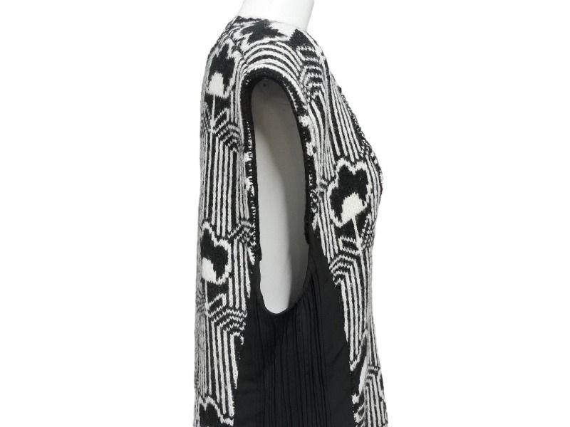 PRADA プラダ ニット ロングワンピース P 3 F 95 品 ジョーゼット ジャガード ホワイト ブラック 4 b 006765