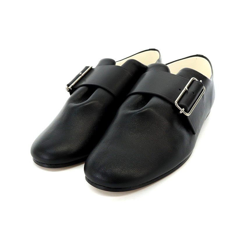 トシノスケタケガハラビューティフルシューズ TOSHINOSUKE TAKEGAHARA BEAUTIFUL SHOES ONE-PIECE BELT  SHOES シューズ ベルト レザー 23.5cm 黒 ブラック /AK9