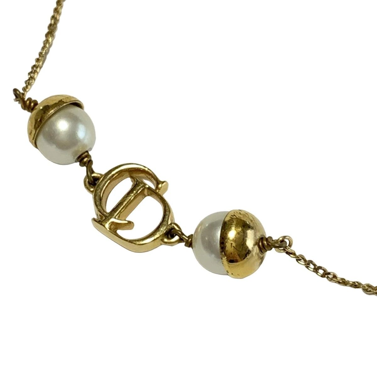 DIOR ChristianDior ディオール クリスチャンディオール ブレスレット - ゴールド×白 CD パール