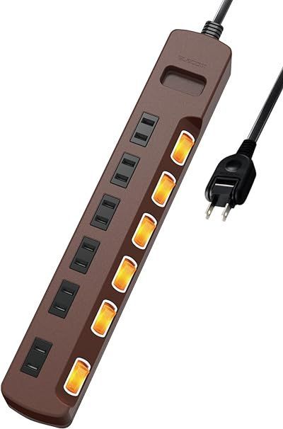 エレコム 電源タップ コンセント 雷ガード 個別スイッチ ほこりシャッター付 6個口 3m ブラウン T-K6A-2630BR