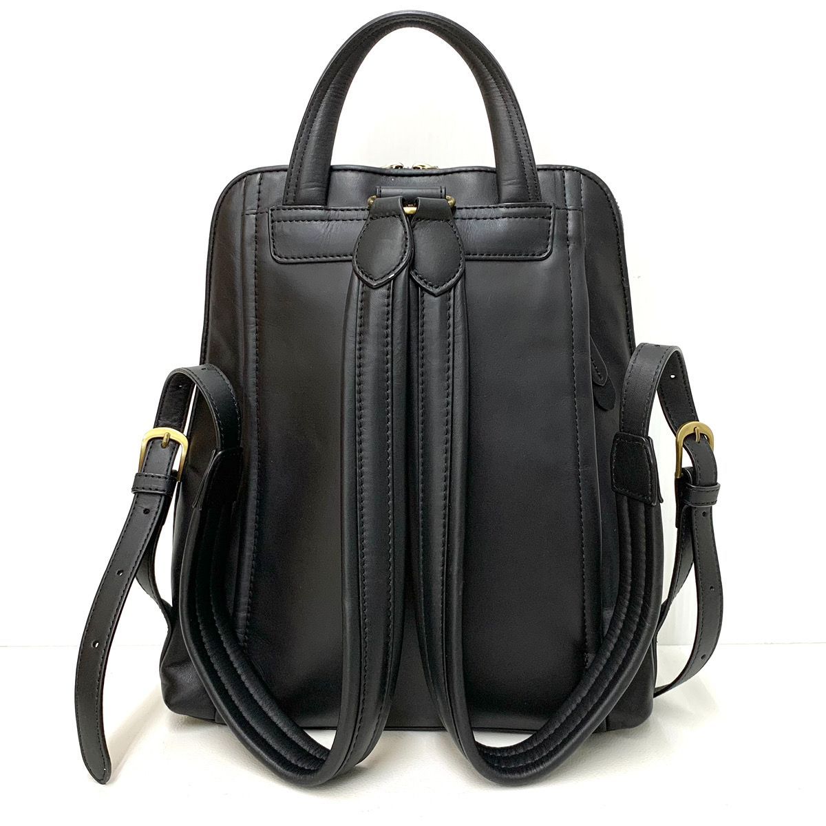 美品　ボックス21 リュック編込み メッシュ レザー 黒 ボックス21】リュックサック 編込み メッシュ レザー 黒