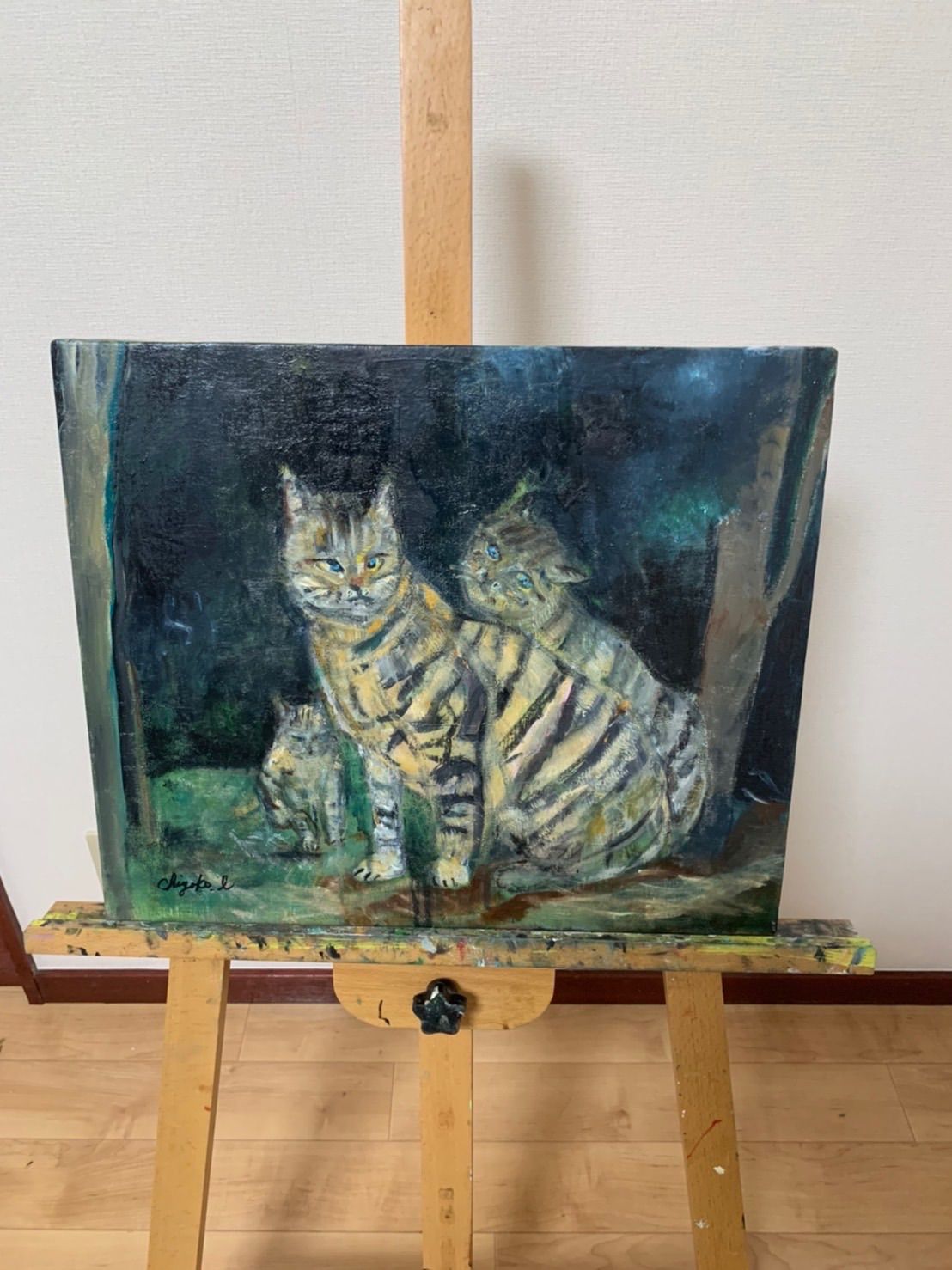 【美品】これから 油絵 イラスト 傑作 絵画 作品 インテリア F8 猫
