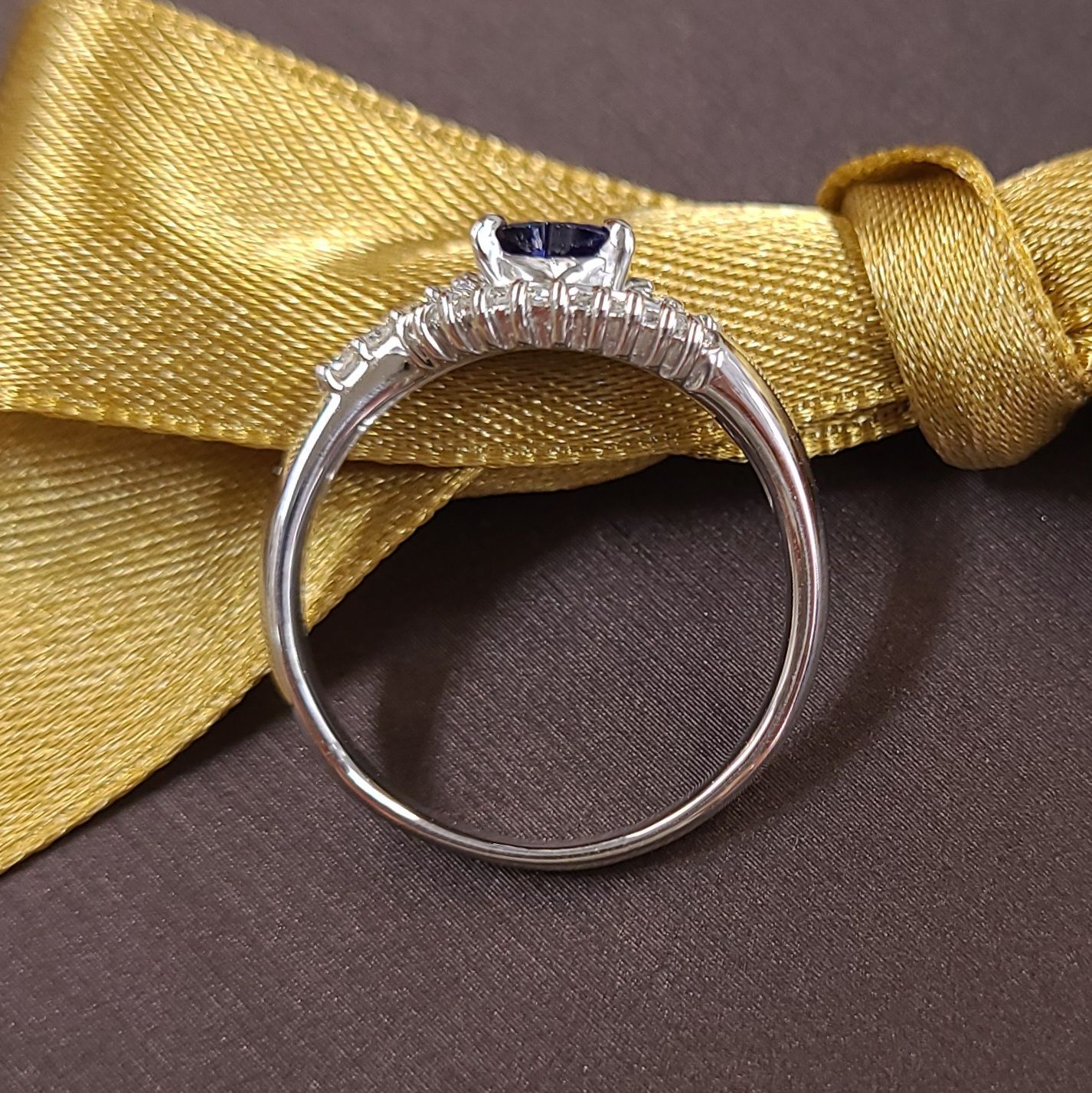特品！0.45ct ハート！サファイア ダイヤモンド プラチナ リング 鑑別 