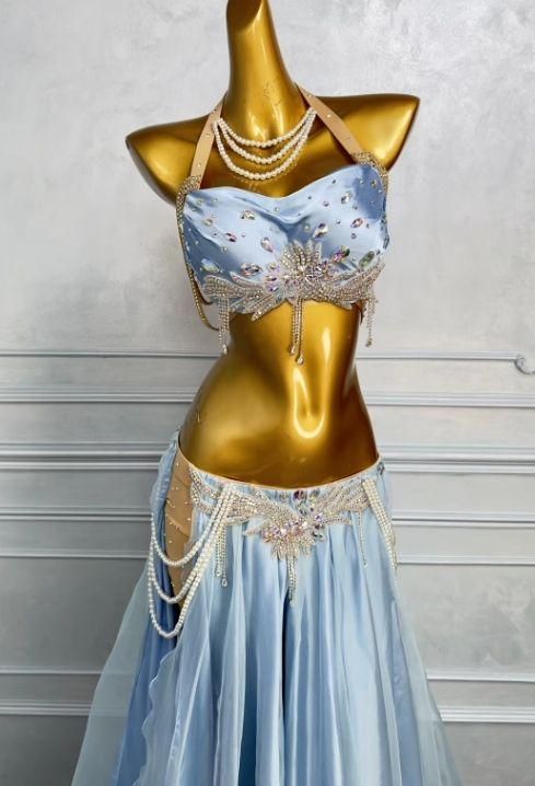 ベリーダンス衣装 パール トップス＋スカート 光沢 オーダーメイド ベリーダンス衣装 パール トップス＋スカート 光沢 オーダーメイド