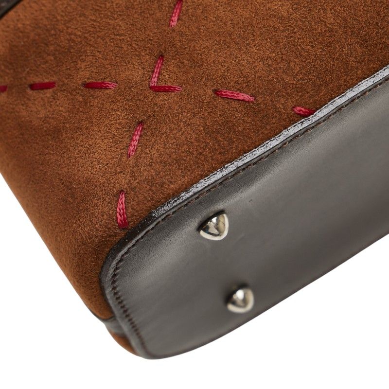 バーバリー クリアランス ステッチ ブラウン レザー スウェード