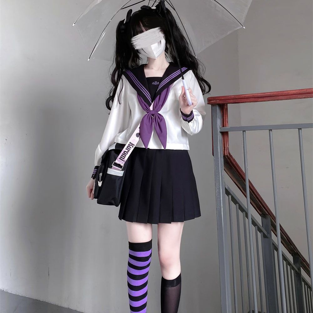 セーラー服 長袖 学生服 前開き プリーツスカート 女子高校 大きいサイズ可愛い 長袖 学生服 セットアップ JK制服 文化祭 学園祭