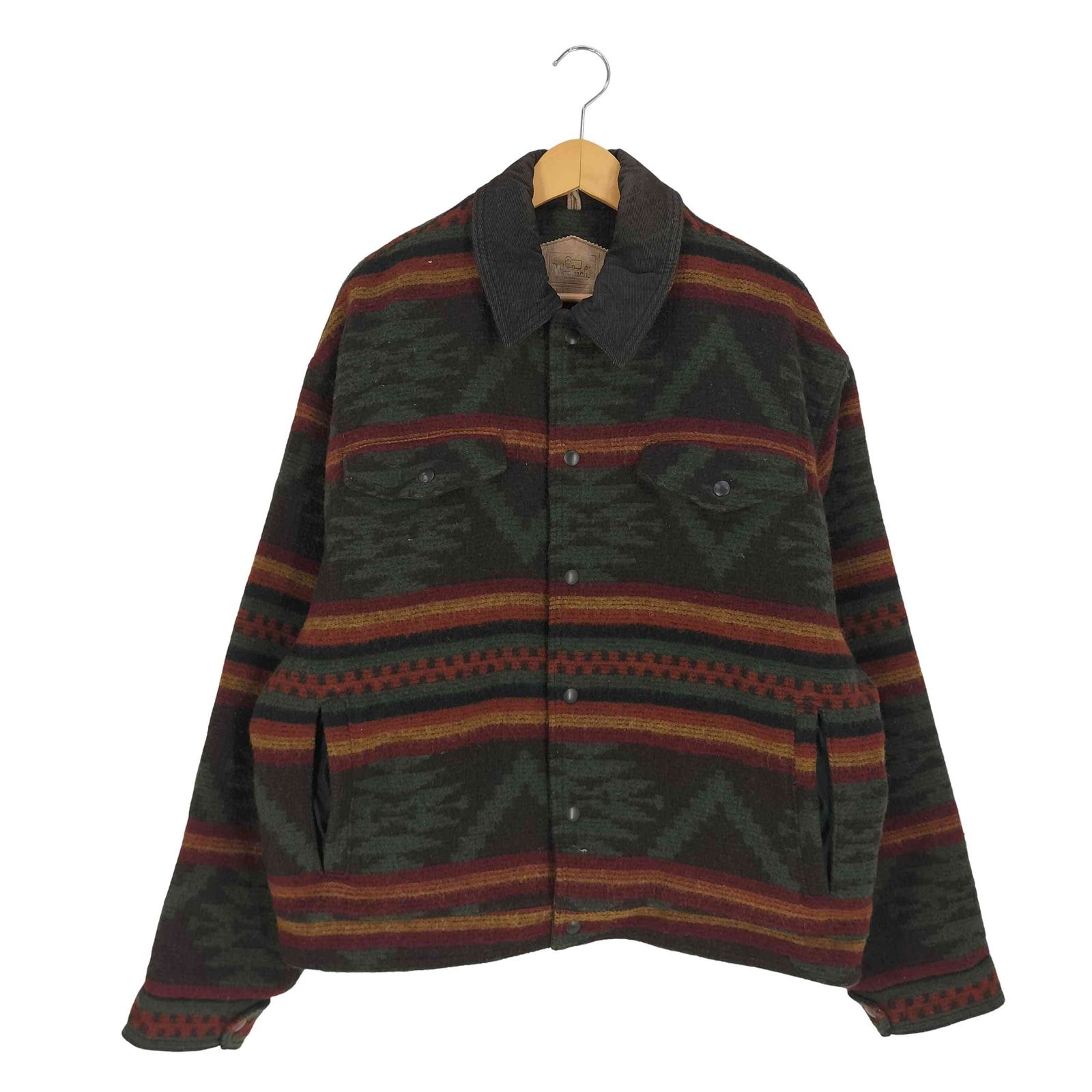 ウールリッチ WOOLRICH 90s USA製 ネイティブ柄 襟コーデュロイ ウール カバーオール メンズ import：XL 