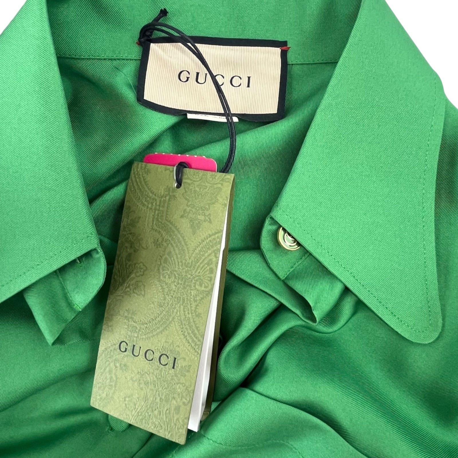 GUCCI グッチ 葉 グリーン シルク シャツ ボタニカル 緑 長袖 GUCCI(グッチ) GG ロゴ ニット トップス ファッション アパレル