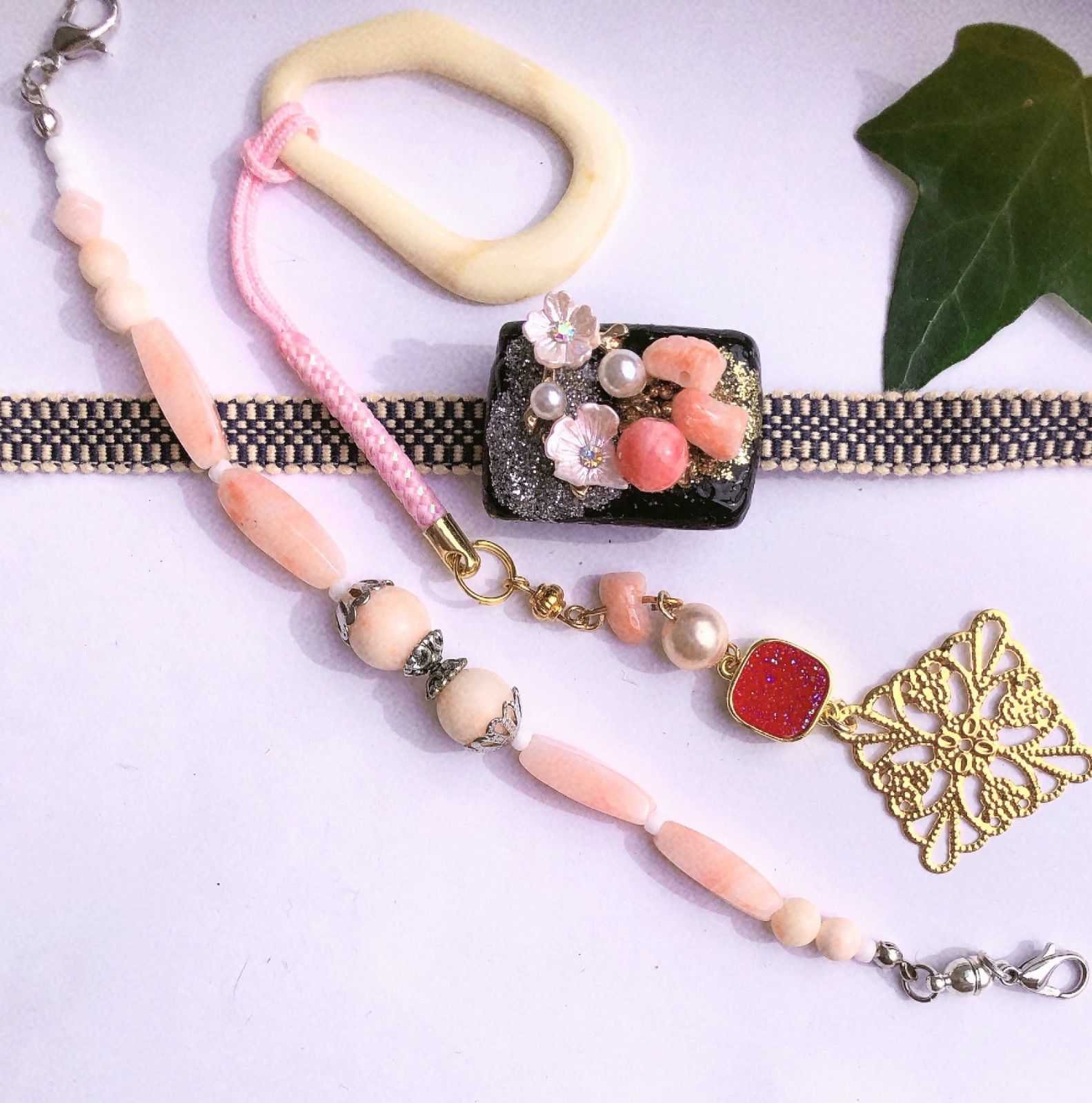 着物 羽織の紐 【珊瑚と真珠18K】 ぽく 