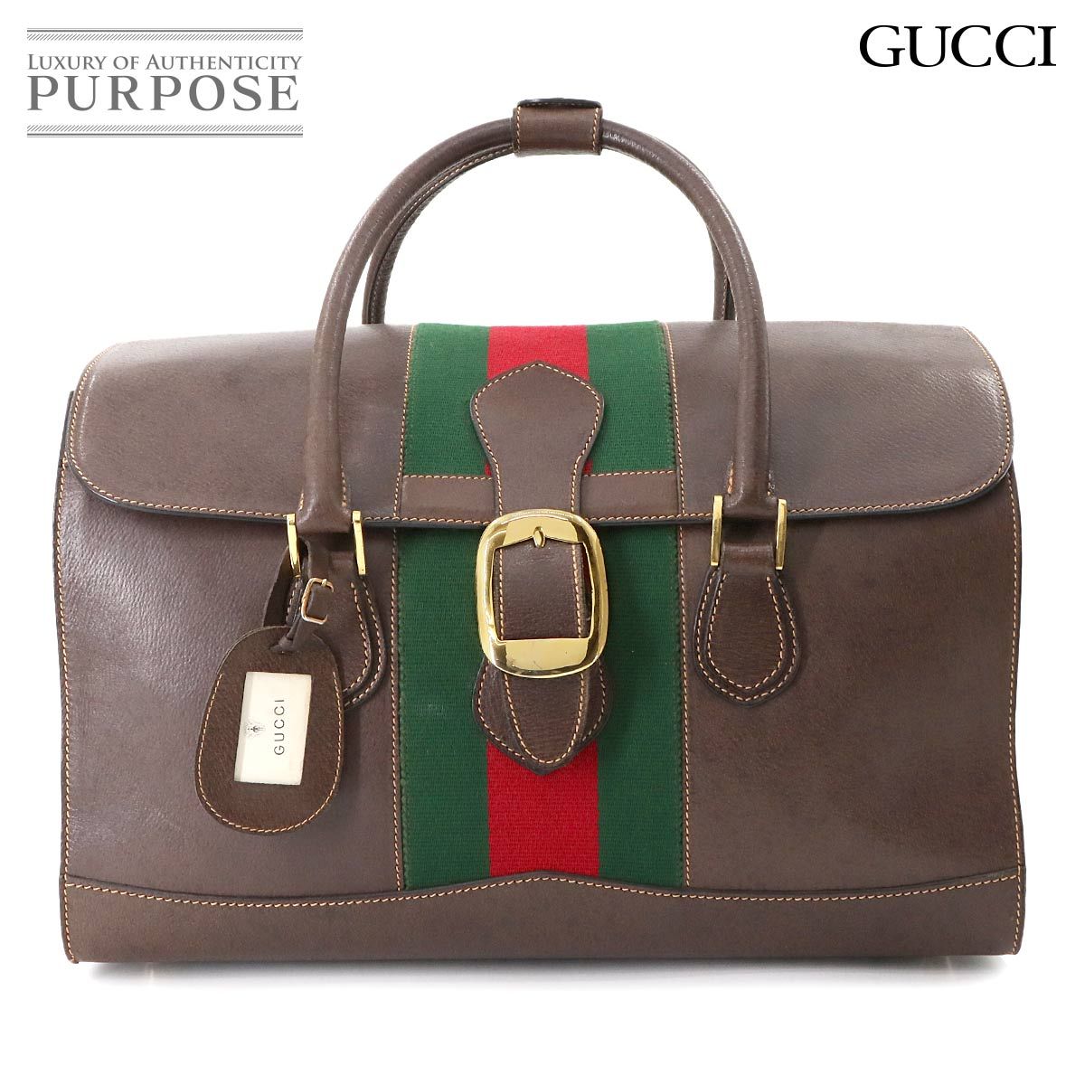 グッチ GUCCI シェリーライン ボストン バッグ レザー ブラウン