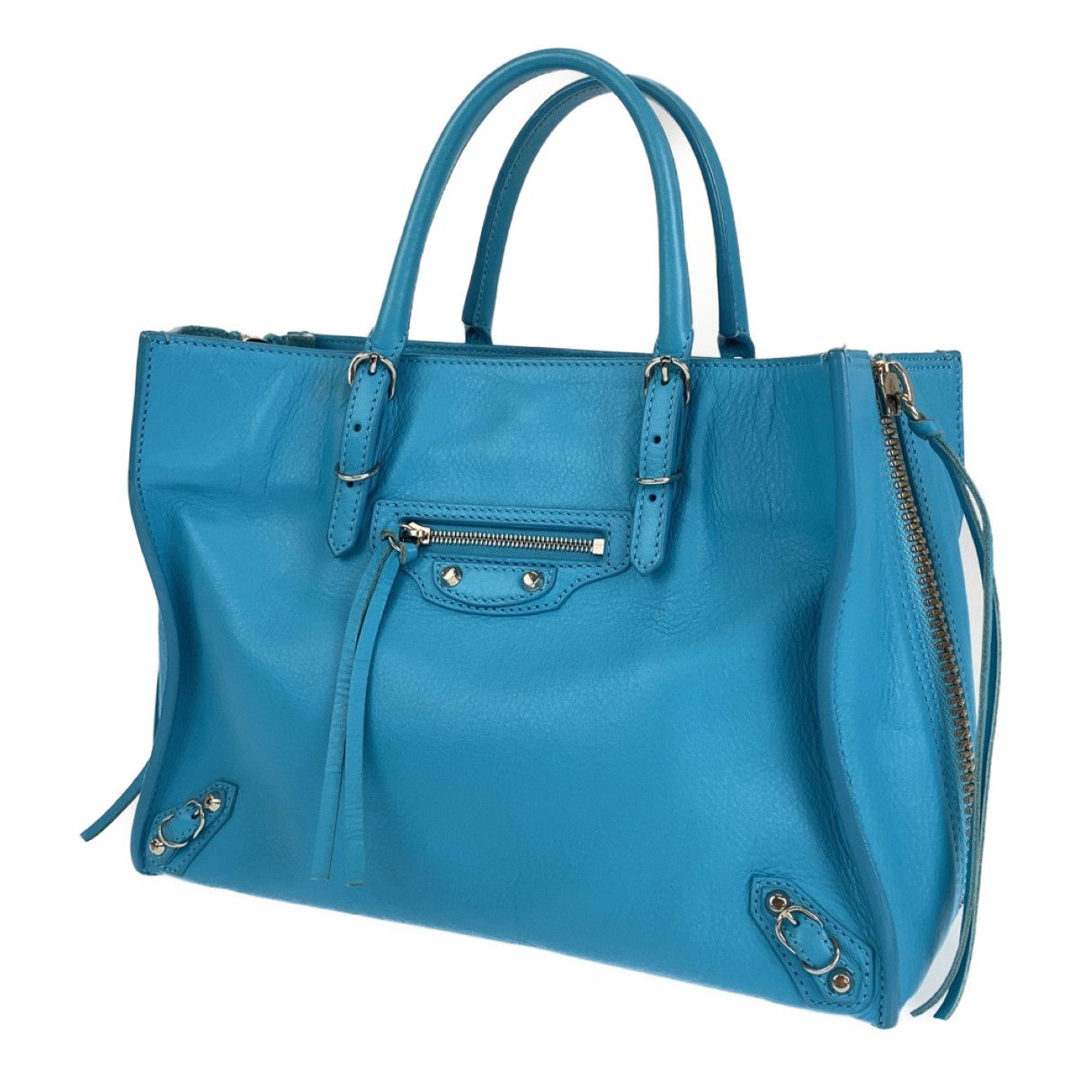 BALENCIAGA バレンシアガ ペーパー ターコイズブルー シルバー金具 BALENCIAGA バレンシアガ ペーパー ターコイズブルー シルバー金具