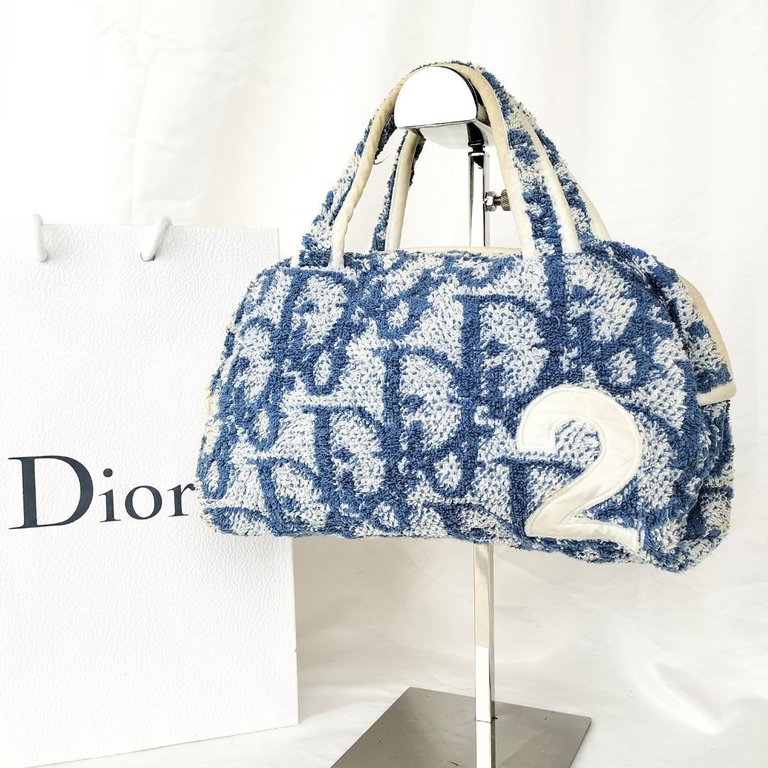 Dior　ミニボストン　ライトブルー　ヴィンテージ　希少カラー　トロッター　レア Diorミニボストンライトブルーヴィンテージ希少カラートロッターレア