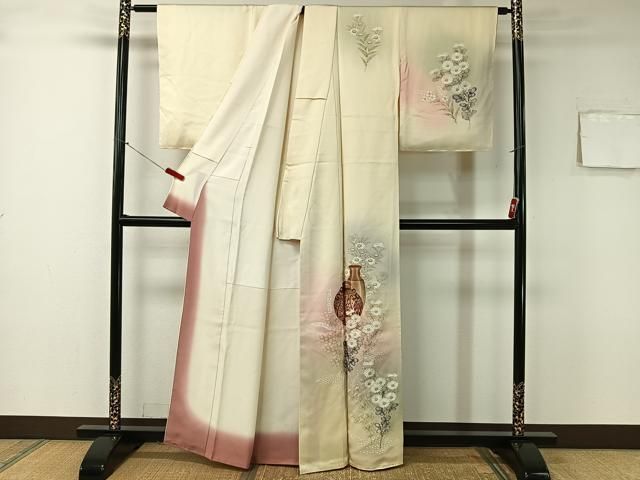 平和屋着物□訪問着 手描き 草花文 暈し染め 金銀彩 正絹 逸品