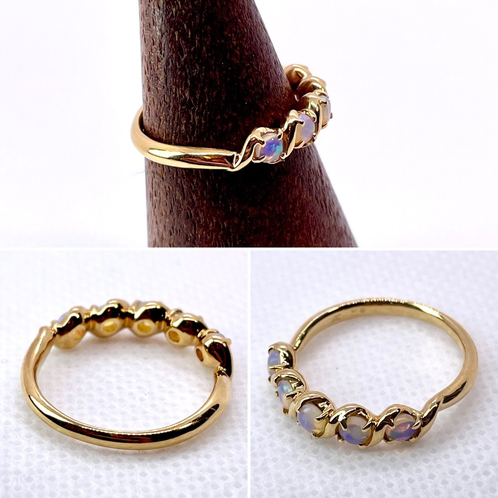 ④オパール　18K 11号　リング Handmade】オパール リング 11号 18kゴールドプレーテド