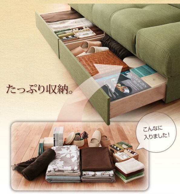 ソファーベッド モスグリーン