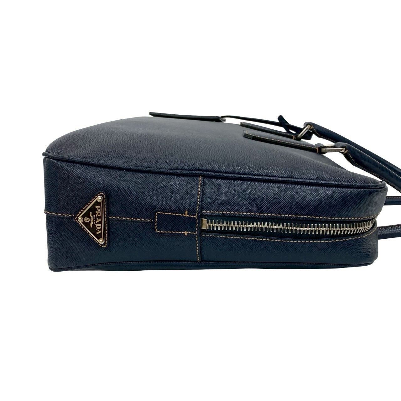 極 美品 袋付 PRADA プラダ 三角ロゴ 金具 サフィアーノ レザー