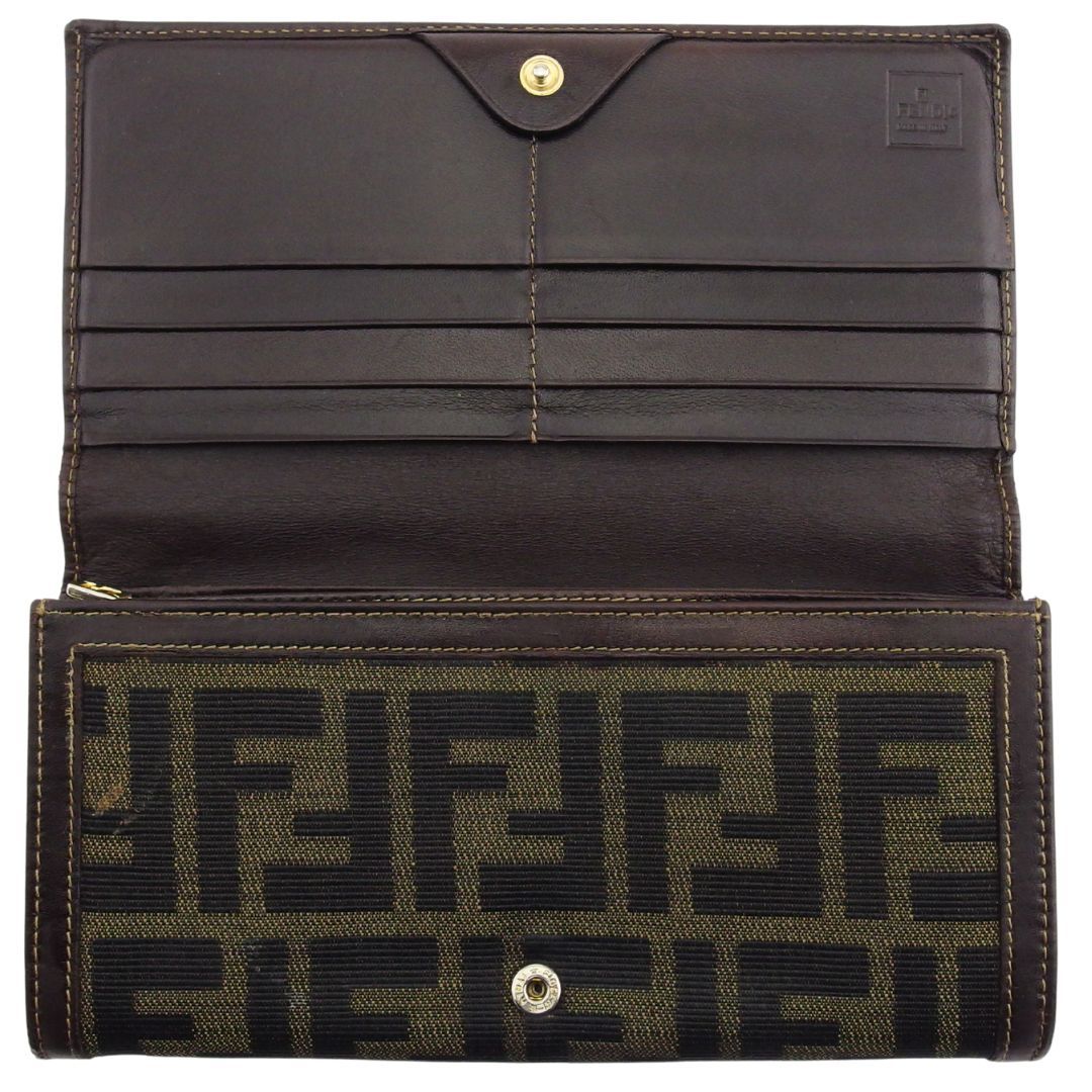 フェンディ FENDI 長財布 ズッカ ブラック ベージュ ブラウン