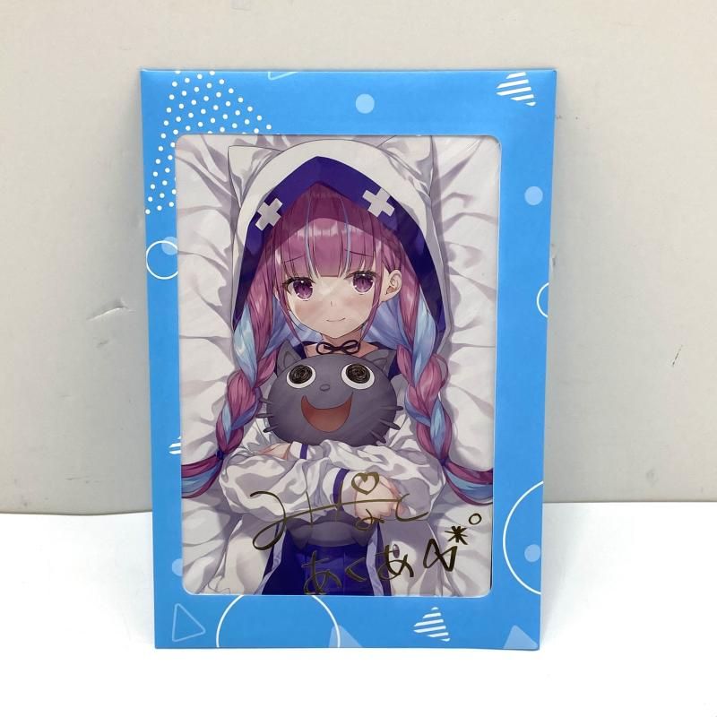 ホロライブ 湊あくあ 箔押し複製サイン入り 色紙 中古】【開封品】湊あくあ がおう 描き下ろし 箔押し複製サイン