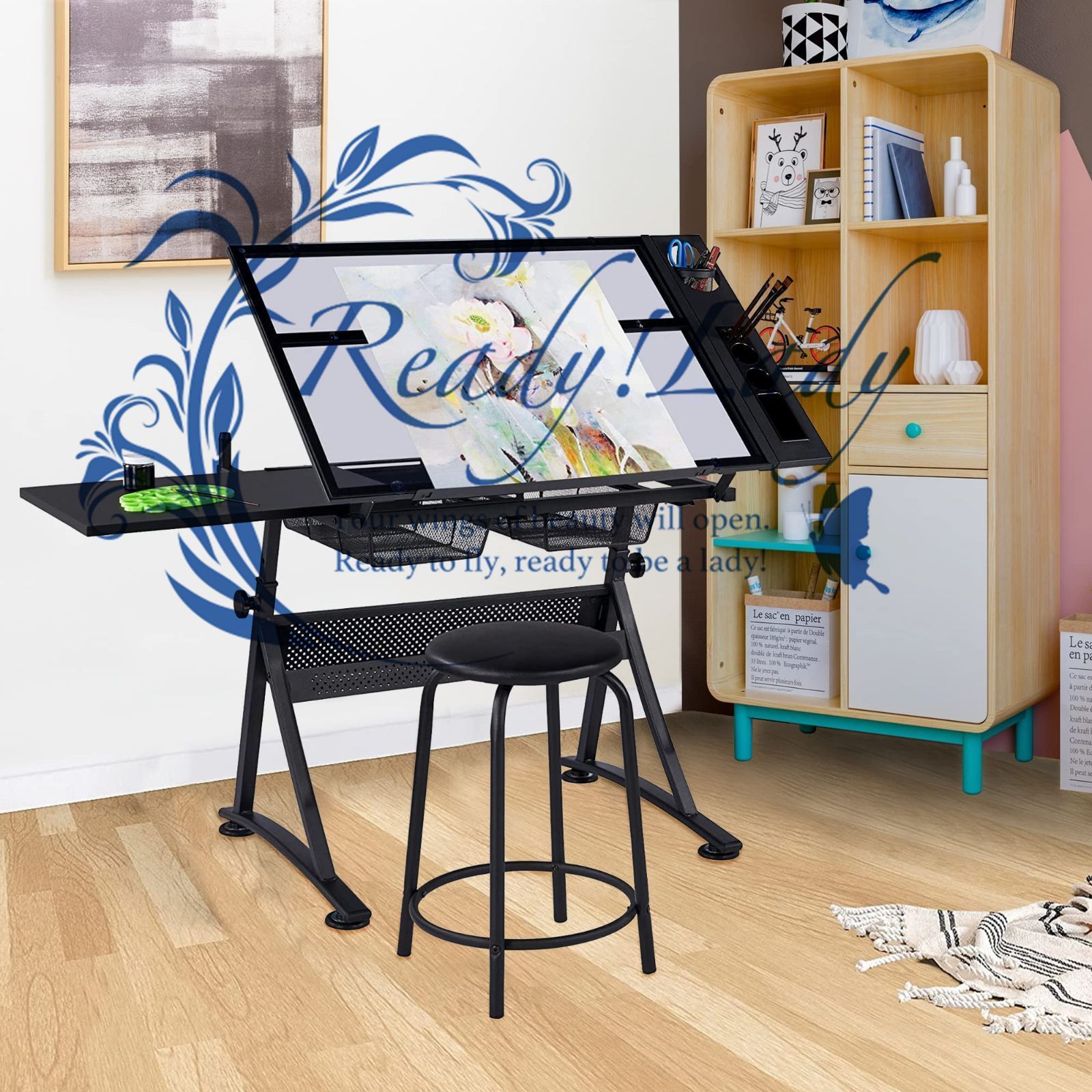 Amazon | MEEDEN 製図テーブル 木製 製図台 昇降式 傾斜可能 高さ