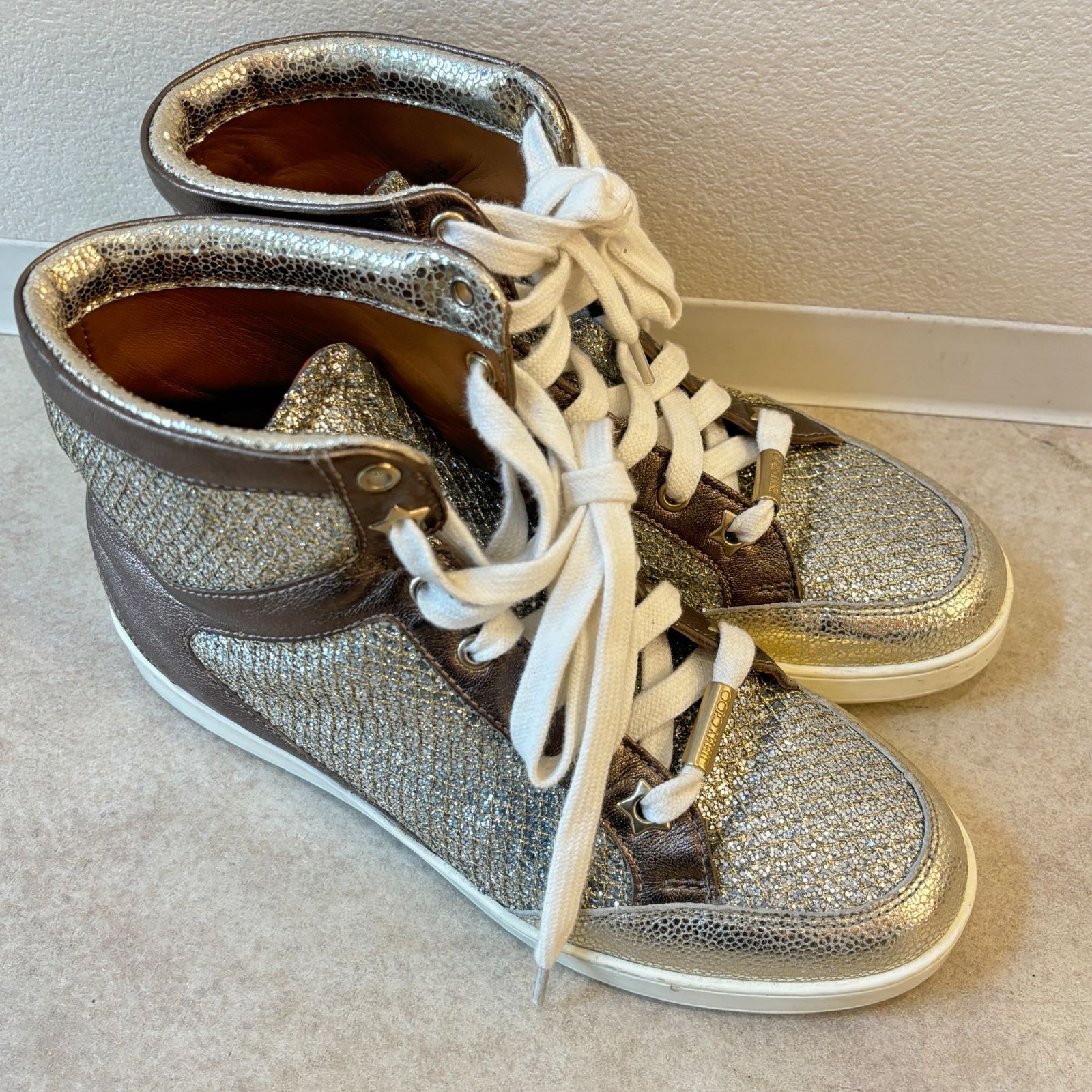 ΩNA4046 大人気! JIMMY CHOO ジミーチュウ ハイカットスニーカー