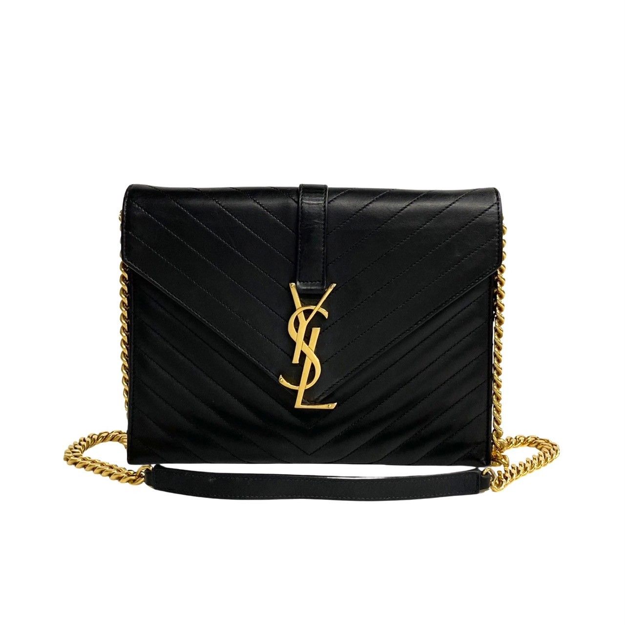 極 美品 SAINT LAURENT PARIS サンローランパリ カサンドラ ロゴ 金具 