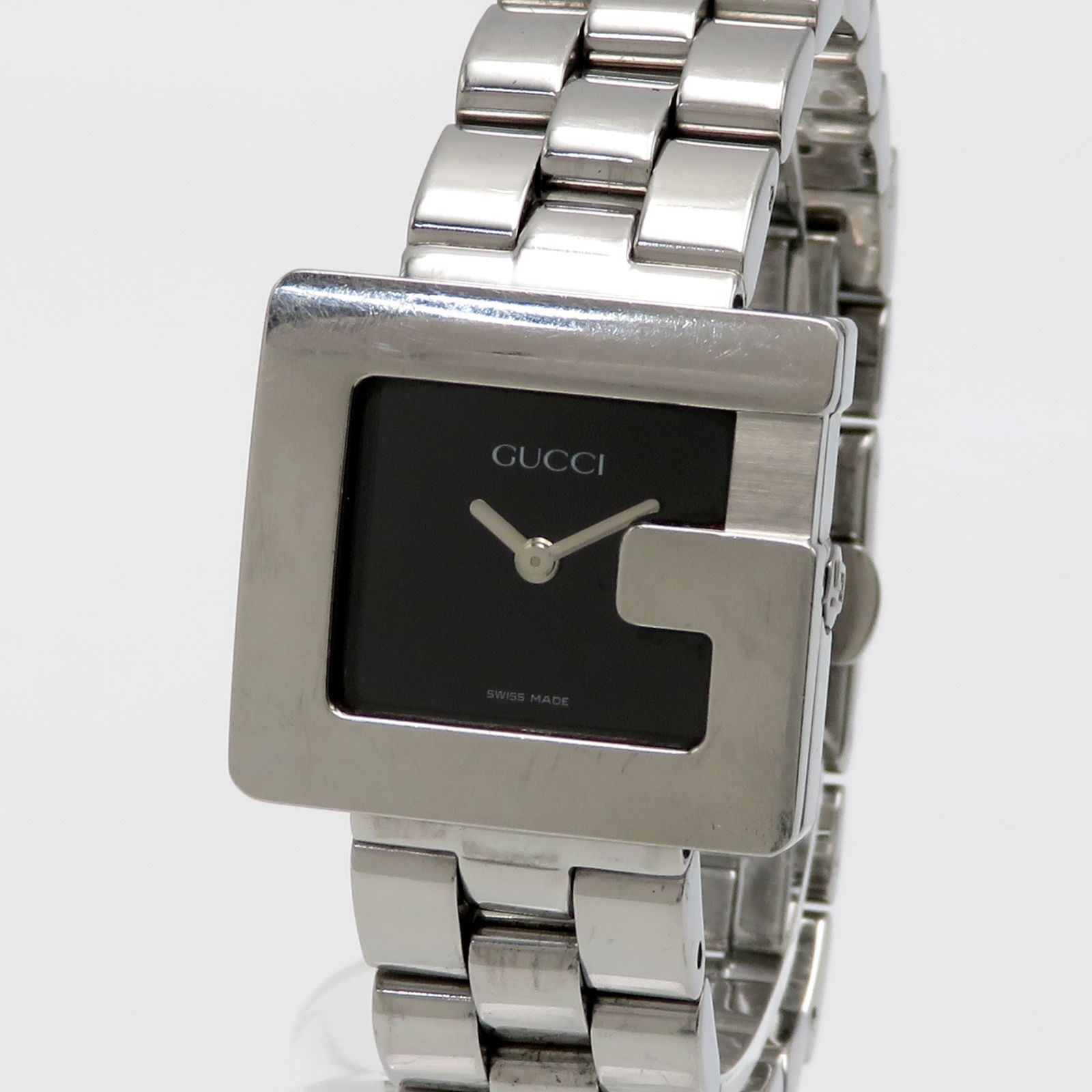 GUCCI グッチ 腕時計 3600L Qz クォーツ Gロゴ スクエア ブラック文字盤 レディース シルバー SS gucci