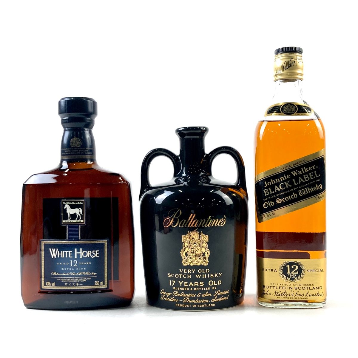 3本 ホワイトホース バランタイン ジョニーウォーカー スコッチ 750ml  