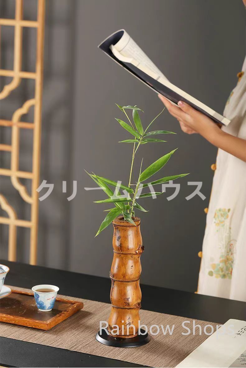 花器　つり竹花器 花器 竹 竹器 生け花 仙鶴(根付) : フラワーショップ花楽 Yahoo