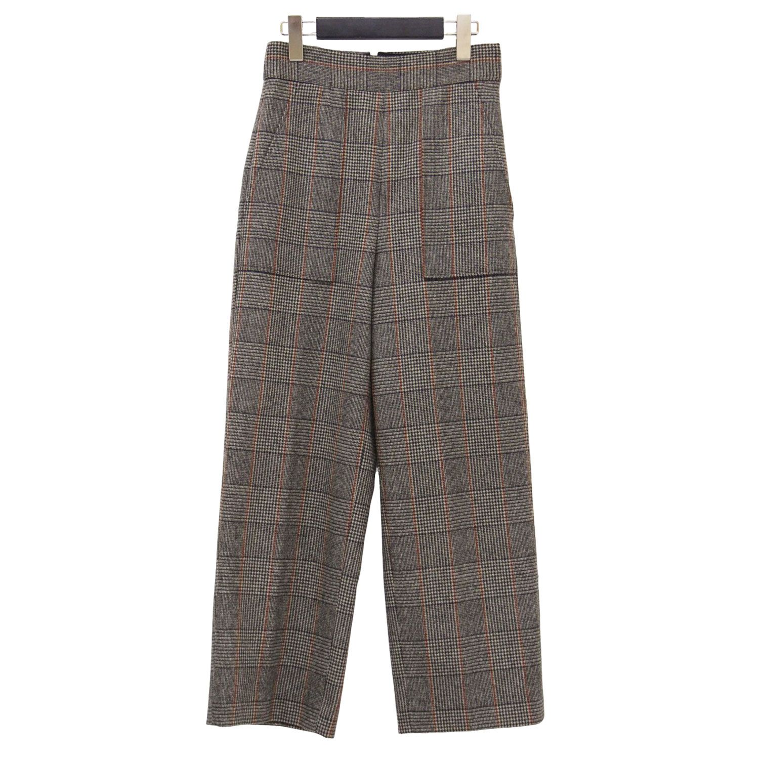 MACPHEE マカフィー パンツ グレー系 サイズ 32 5号 23秋冬 ウール ナイロン フランネル ベイカーパンツ ワイドパンツ ハイウエスト Aライン チェック柄 ボトムス ズボン レディース