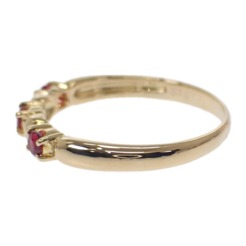 中古】 デザインジュエリー リング K18イエローゴールド 16号 ルビー  