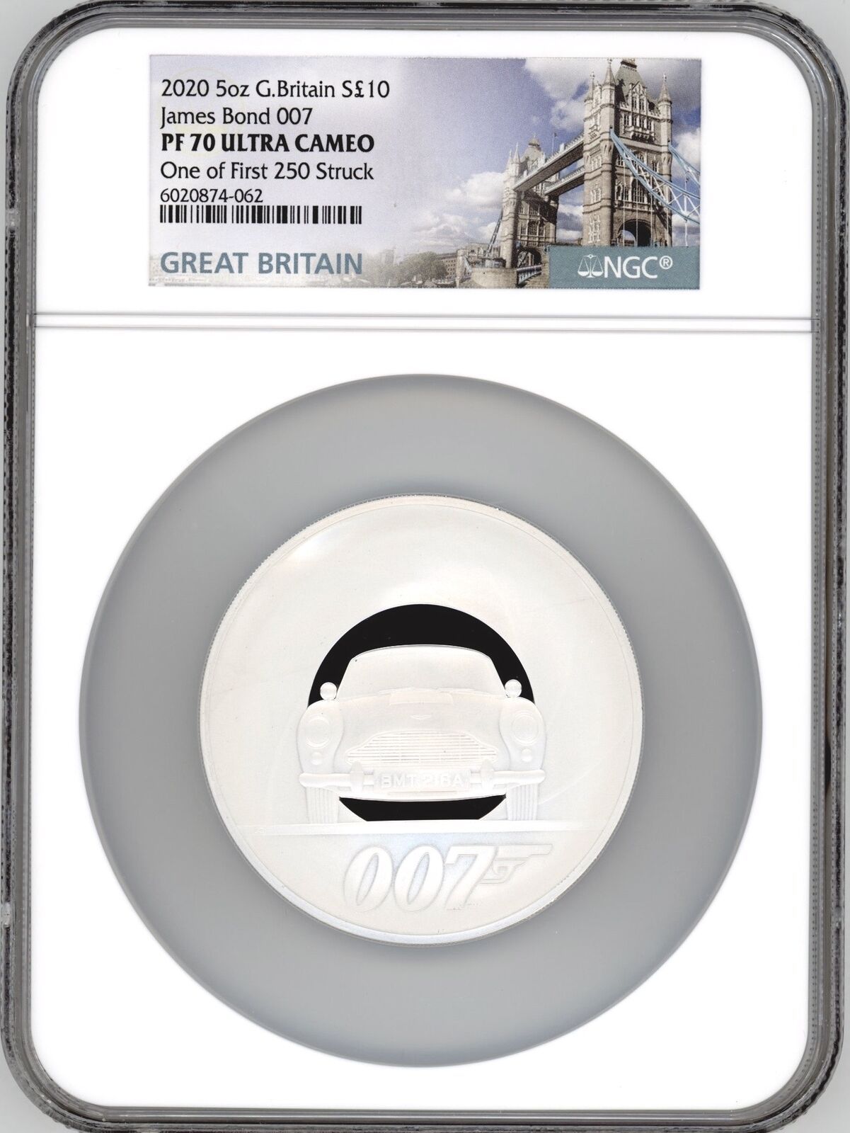JAMES BOND 007 2020 GREAT BRITAIN 5oz SILVER COIN NGC PF 70 UC FIRST 250 STRUCK