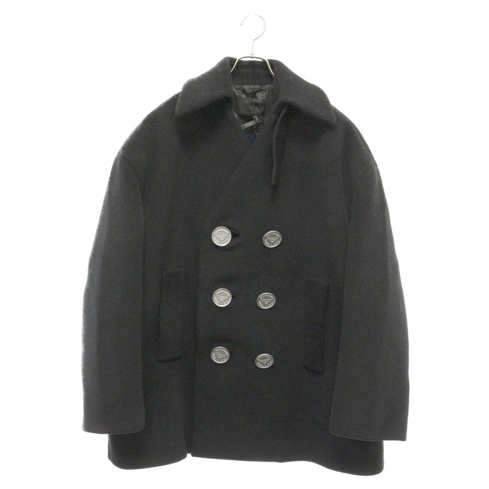 PRADA ブラック ウール ピーコート Black Natté peacoat | PRADA