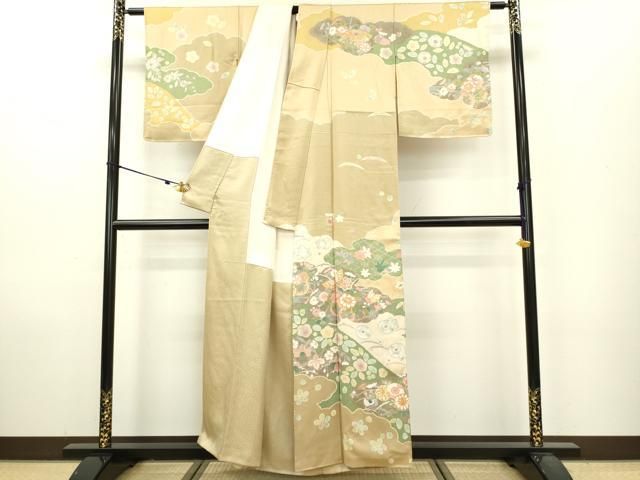 平和屋着物○訪問着 駒刺繍 舞蝶花車文 辻が花 金彩 ゑり正扱い