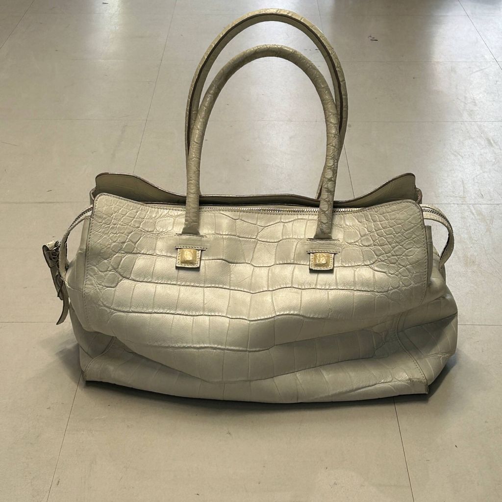 ジョルジオアルマーニ ベージュ クロコダイル型押しレザー ハンドバッグ ジョルジオアルマーニ GIORGIO ARMANI 銀座タワー限定