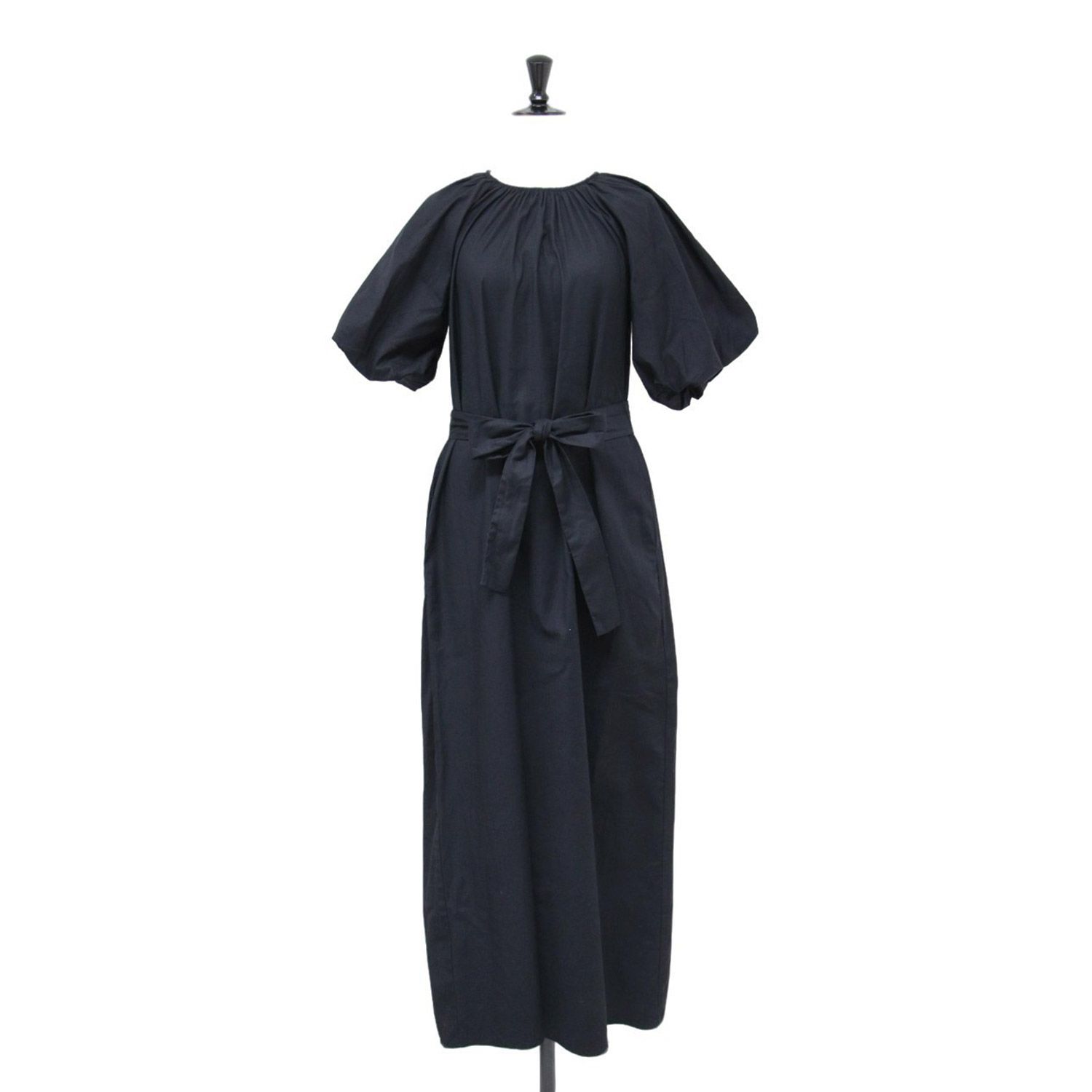 Reformation リフォーメーション ワンピース ブラック 黒 サイズ XS | コットン パフスリーブ ロング ワンピース | ギャザー ベルト付き ストレッチ | トップス ドレス レディース