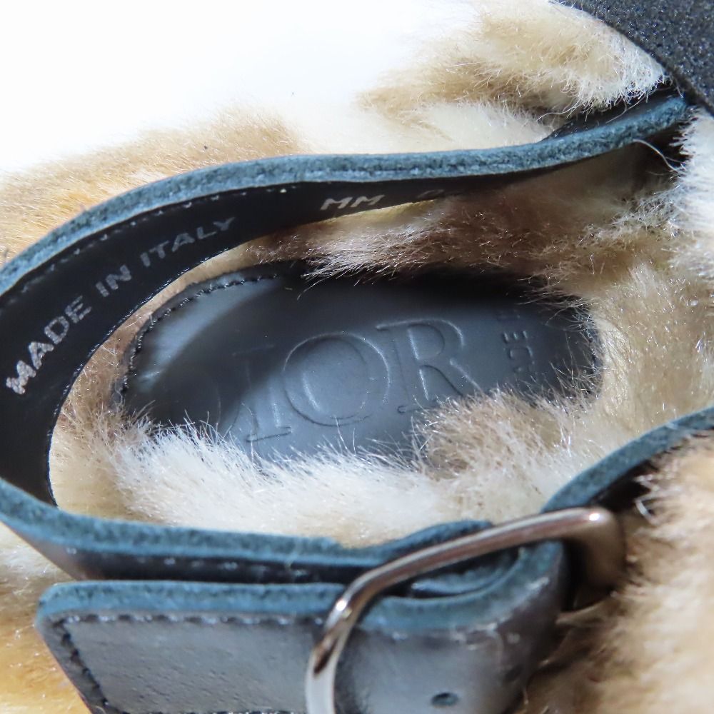  Christian Dior クリスチャンディオール babyDior アニマル ファー サンダル ロゴ スリングバック シューズ 33 ベージュブラウン メンズ レディース 古着 サンダル キッズシューズ