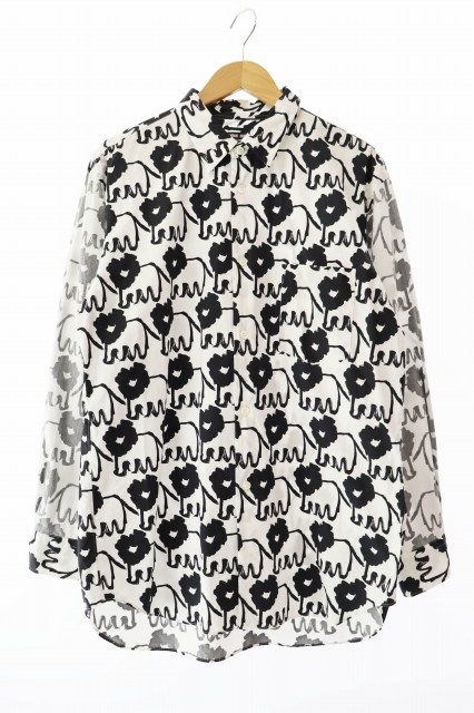 AD2024 24AW オムドゥ 総柄シャツ 黒 白 COMME des GARCONS HOMME DEUX(コムデギャルソンオムドゥ) 24AW