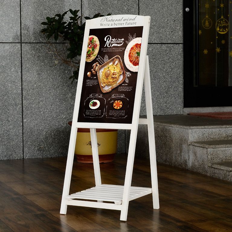 木製レトロ調ブラックボード 縦型サインボード