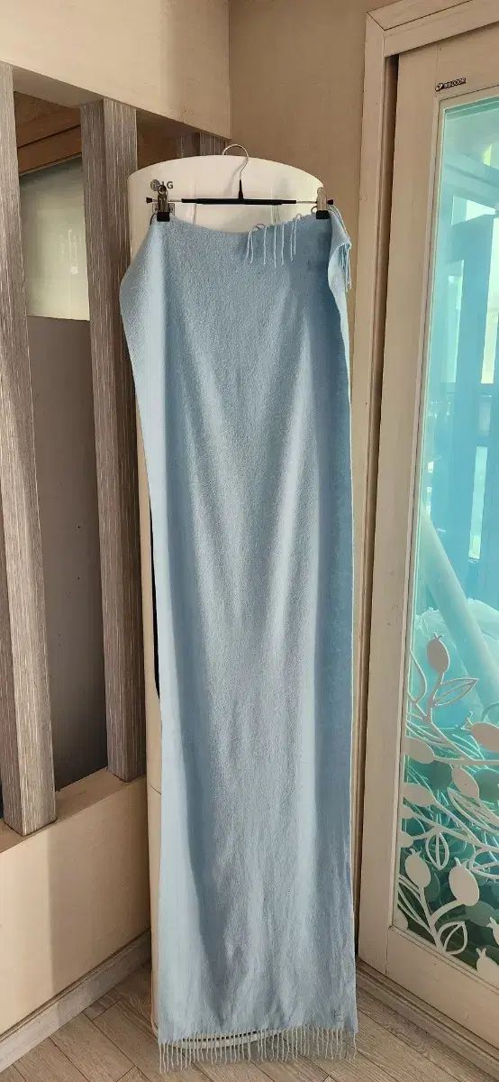 カシミア スカイブルー ロング マフラー |ショール