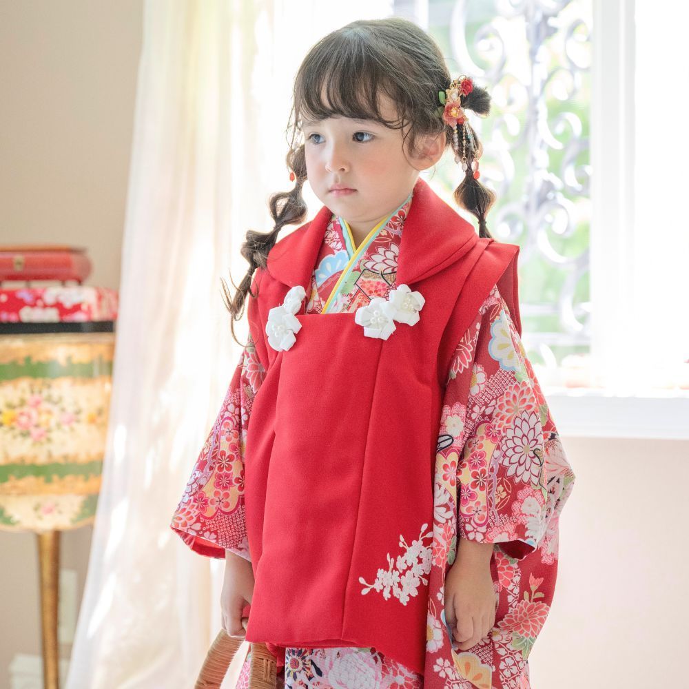 いにしえ華車赤×紅赤被布】京都絵師によるオリジナル柄＆レース生地