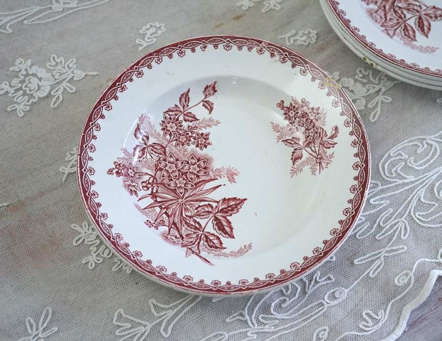 アンティークSt・Amandinoiseのボタニカルモチーフスープ皿 ベスト 22