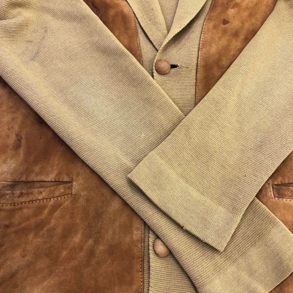 60年代 スエードレザー ニットジャケット ヴィンテージ ライトブラウン