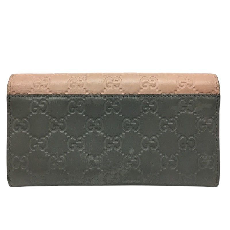 GUCCI グッチ 二つ折り長財布 388679 グッチシマ レザー グレー ピンク レディース 品| -B 質屋 かんてい局那覇店 n3101561927300075