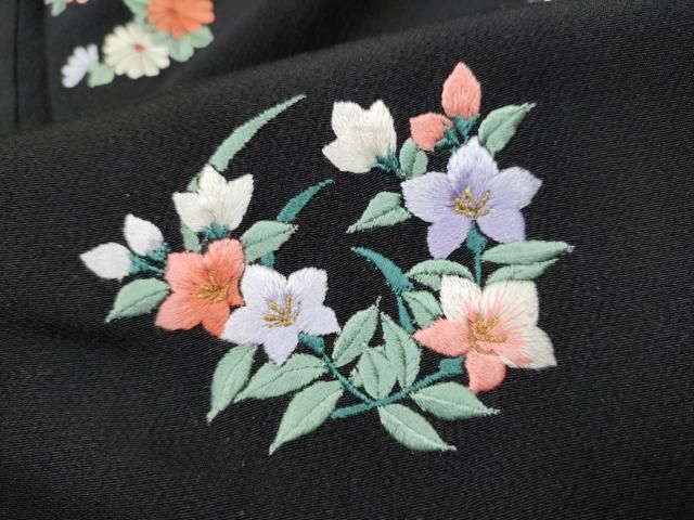 平和屋着物○訪問着 刺繍 草花文 正絹 逸品 AAAY6516zg