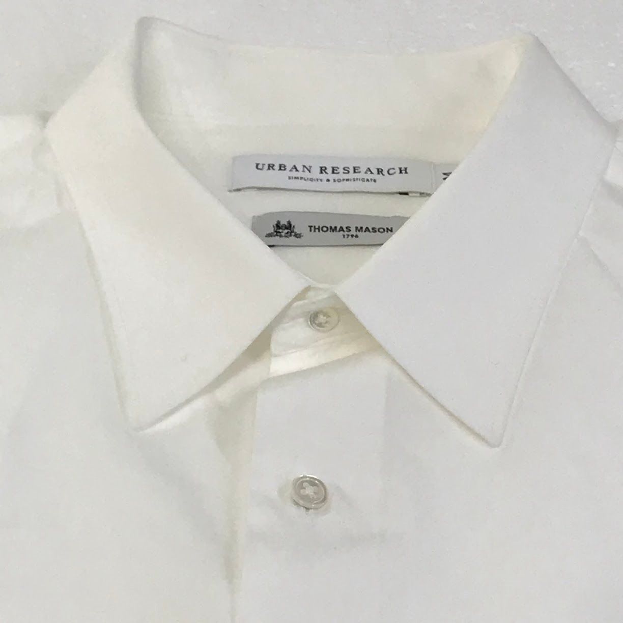 【美品】アーバンリサーチ×トーマスメイソン白シャツホワイトL URBAN RESEARCH シャツ new basic THOMAS MASON SHORT-SLEEVE