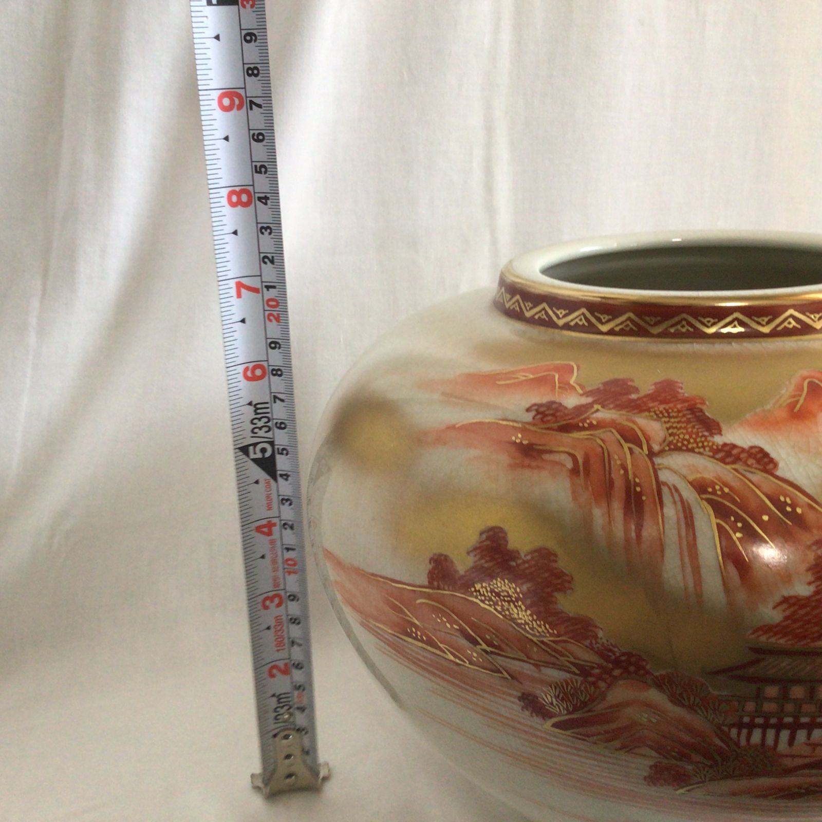 九谷焼 花瓶 花器 飾り壺 赤絵金彩 金彩 骨董 M メルカリ 骨董品
