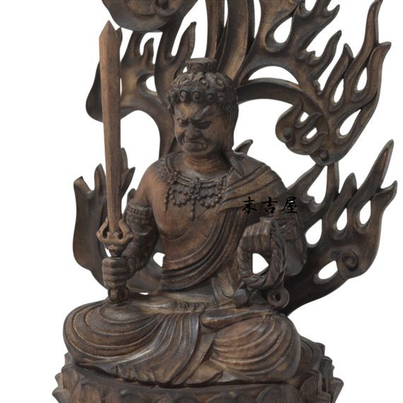 不動明王 不動明王像 栗田包教 木彫 彫刻 サイズ45×21cm 楽天市場】仏像 不動明王 座像 3.5寸 四角台座（瑟々座） 火焔